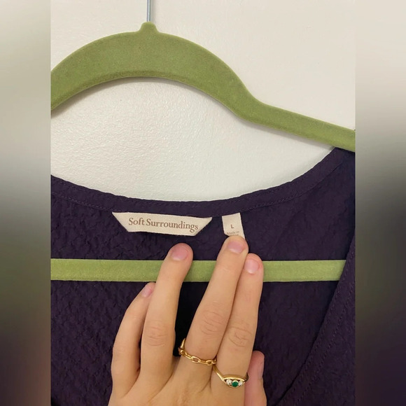 Soft Surroundings Blue Crinkle Texture  Tunic Top Sleeveless Size LG. - Picture 5 of 6